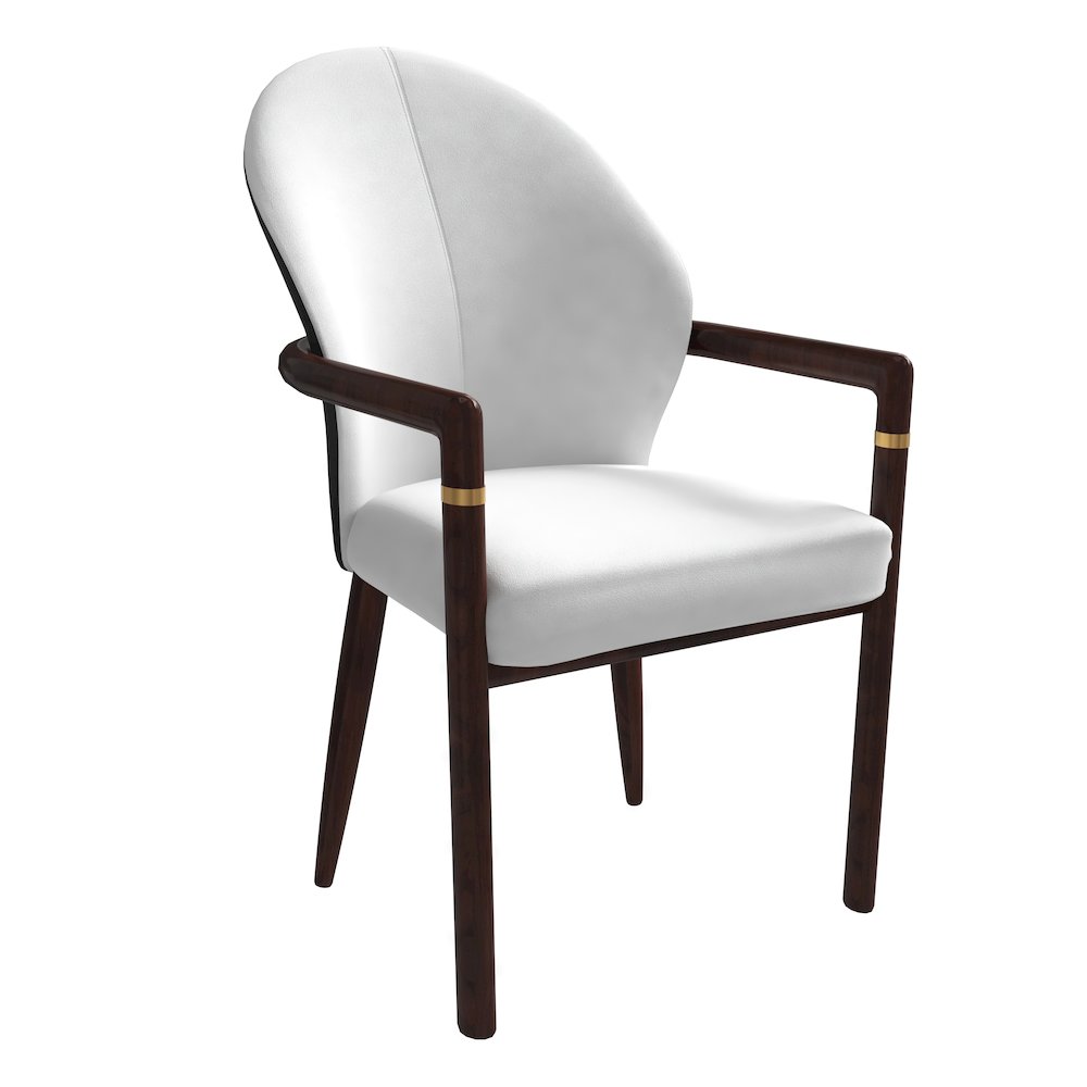 Opaline Series Elegant Wooden Dining Chair in Black Velvet and White. Picture 2