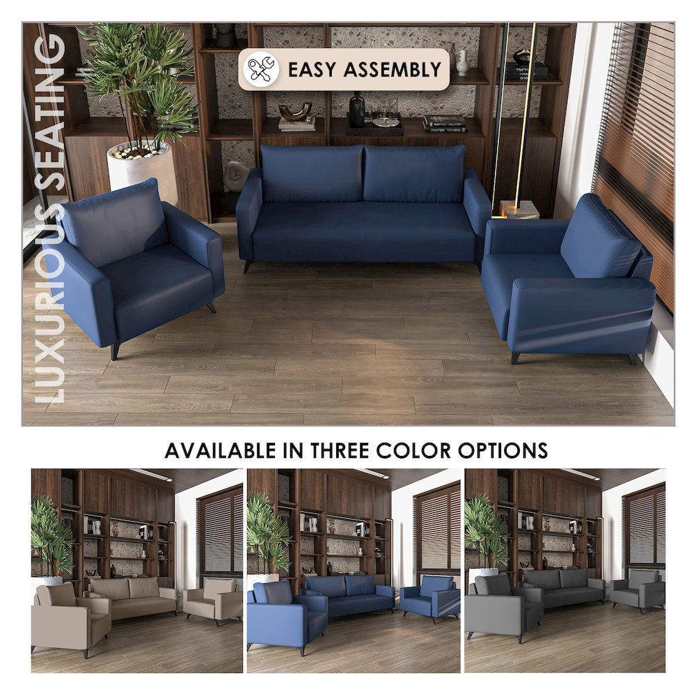 Inno Collection Sofa Set, 2 Single Seaters, and 3 seater In Dark Blue. Picture 6