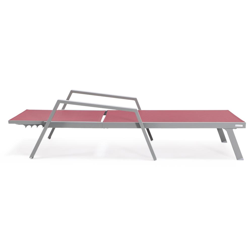 Marlin Patio Chaise Lounge Chair With Armrests in Grey Aluminum Frame. Picture 3