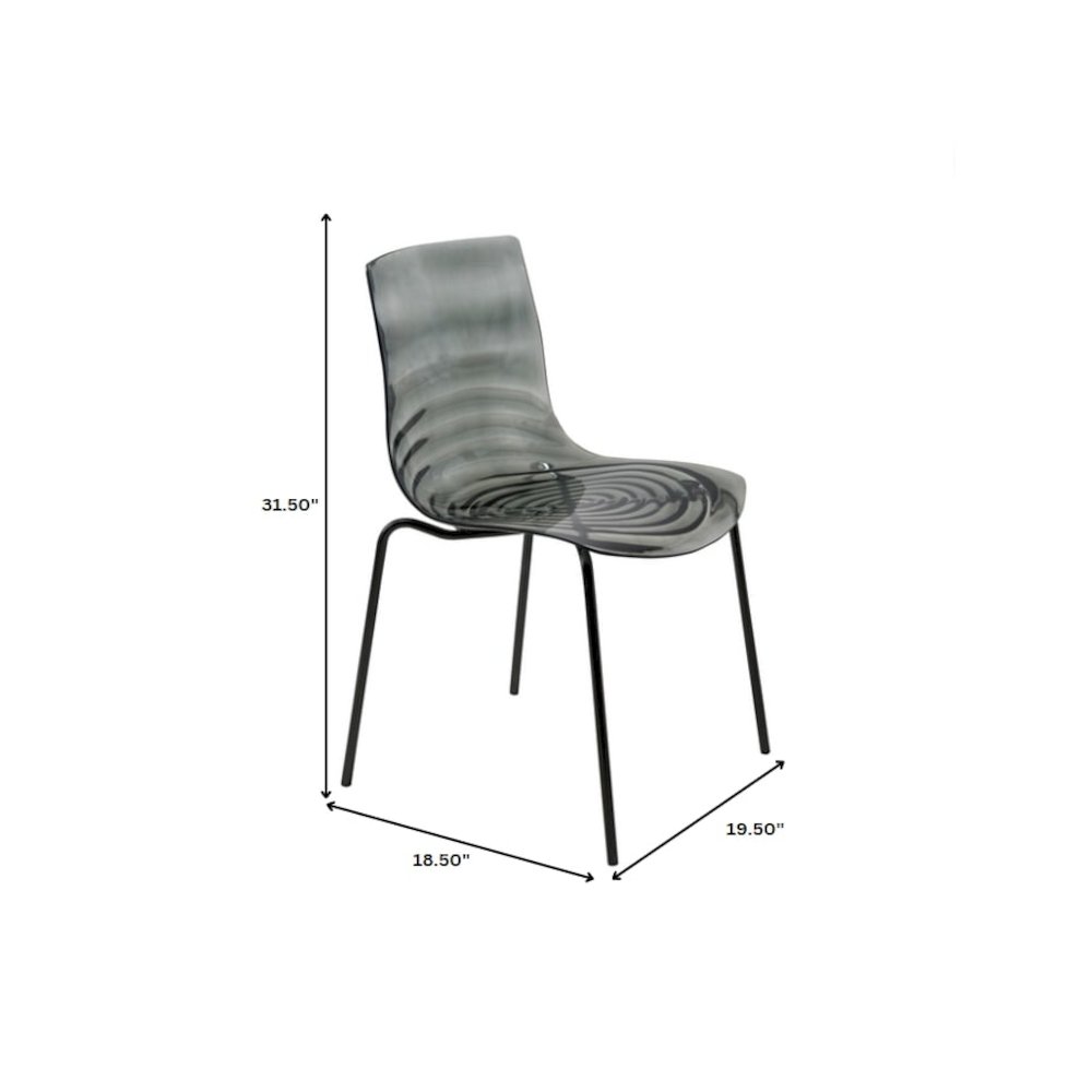 Astor Water Ripple Design Dining Chair in Black Base Trans BlackSeat. Picture 1