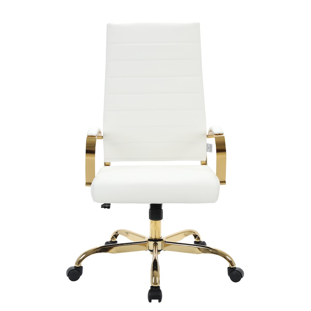 Benmar High-Back Leather Office Chair With Gold Frame. Picture 10