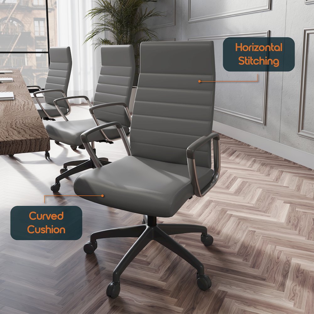 Hilton Modern High-Back Leather Office Chair. Picture 12