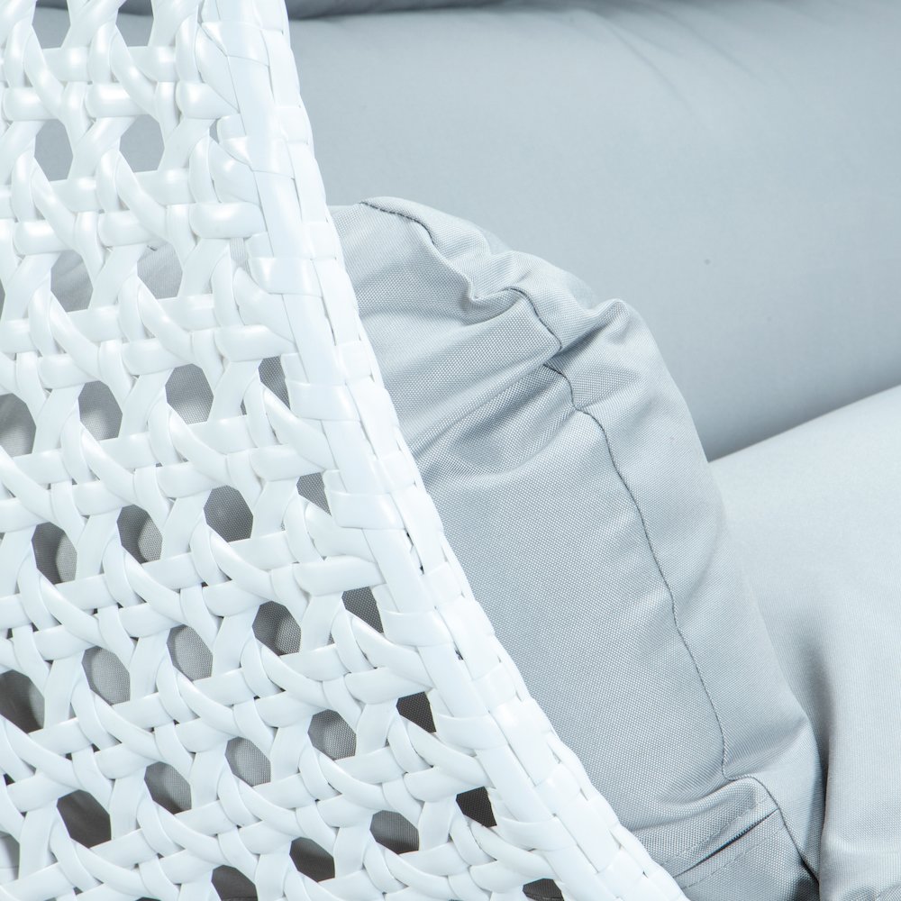 White Wicker Hanging 2 person Egg Swing Chair. Picture 8