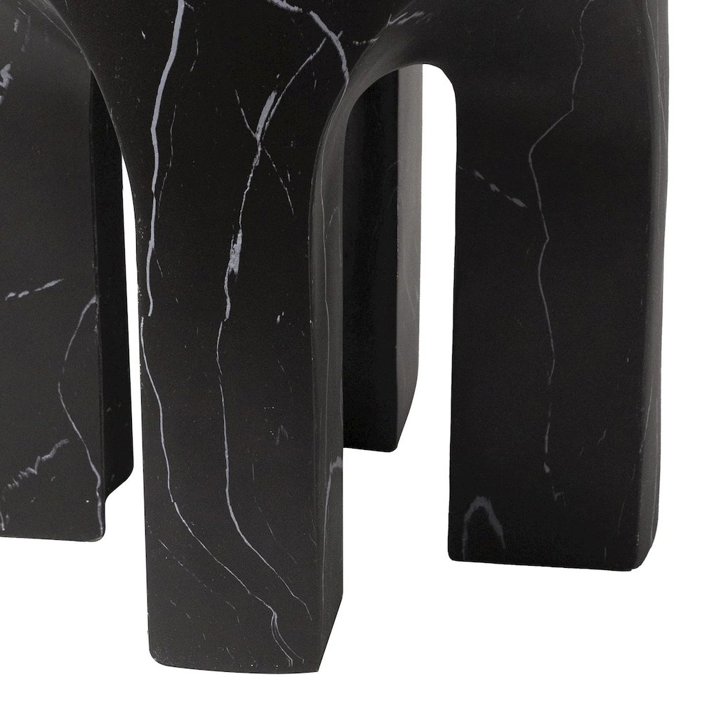 Crus Collection Fiberglass Outdoor Side Table Marbleized Black. Picture 15