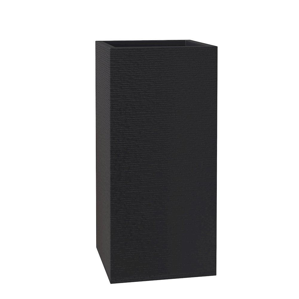 Basalt Series Poly Stone Planter 11" Square 23.6" High in Black. Picture 6