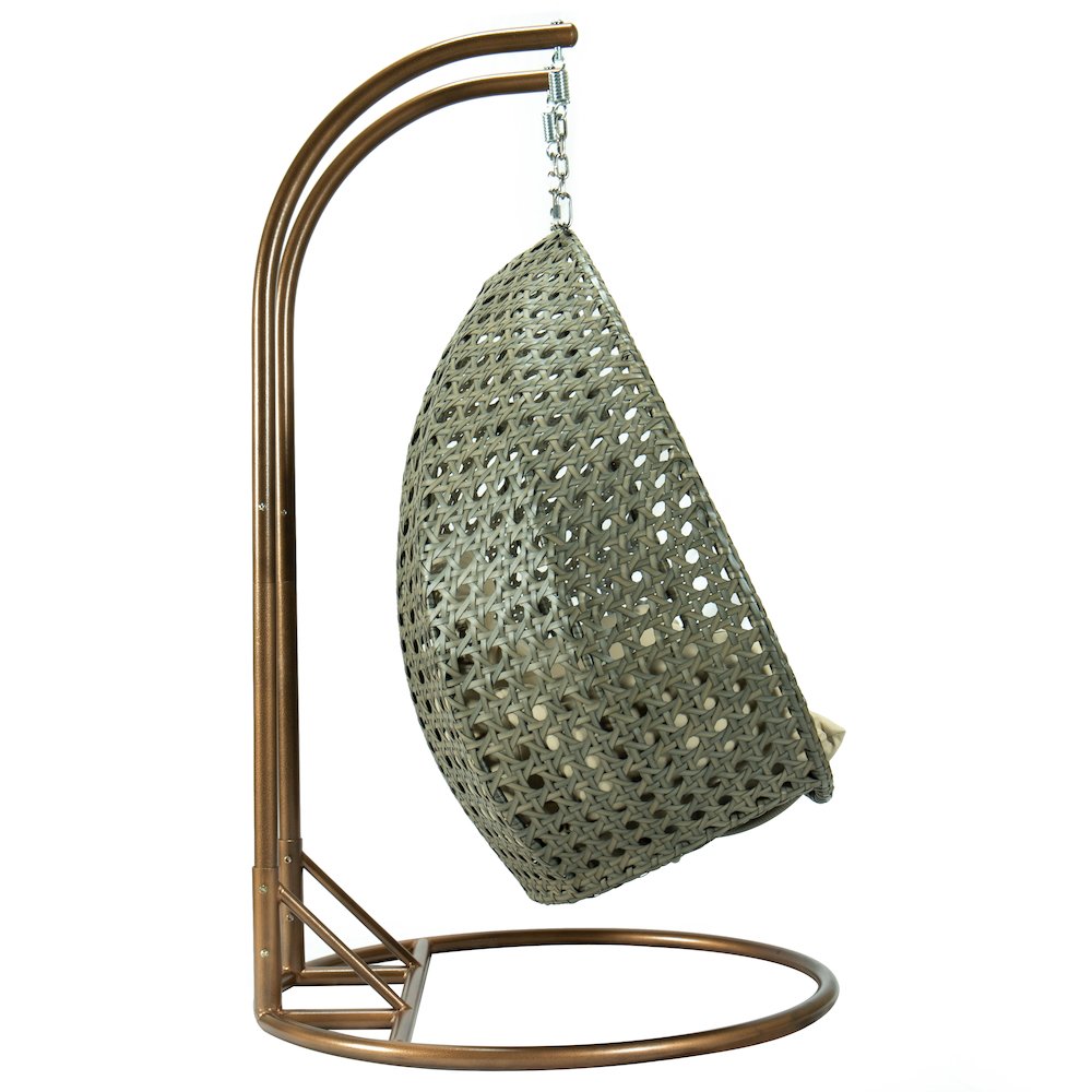 Beige Wicker Hanging 2 person Egg Swing Chair. Picture 6