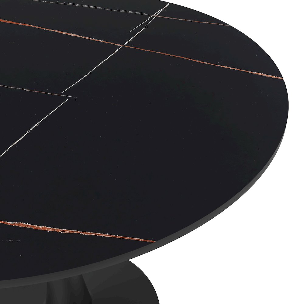 Bristol 31" round dining table Black base with Black Sintered stone Top. Picture 18