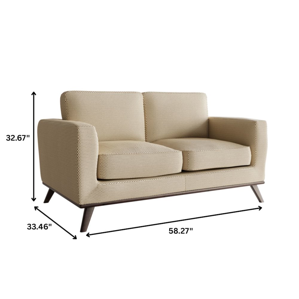 Chester Modern Faux Leather Loveseat in Beige Mesh. Picture 12