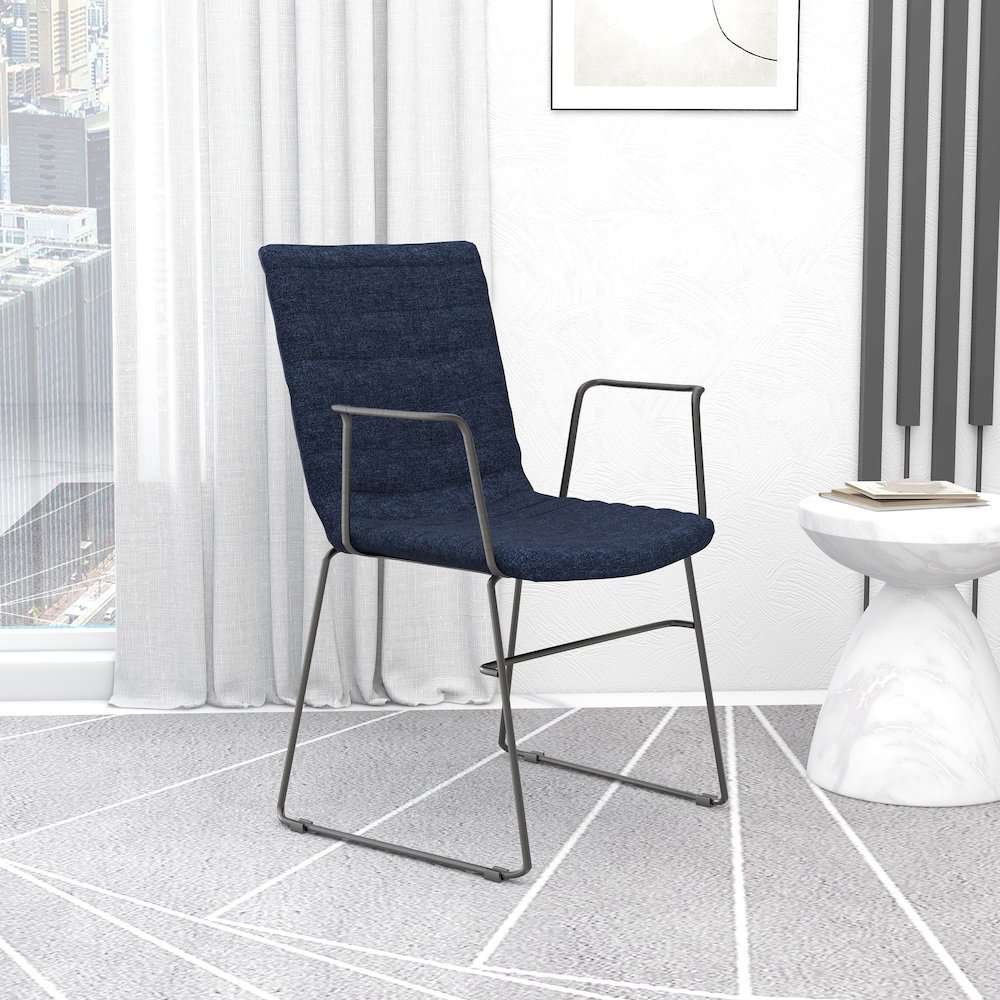 Zylar Series Office Guest Arm Chair in Dark Blue Fabric. Picture 25