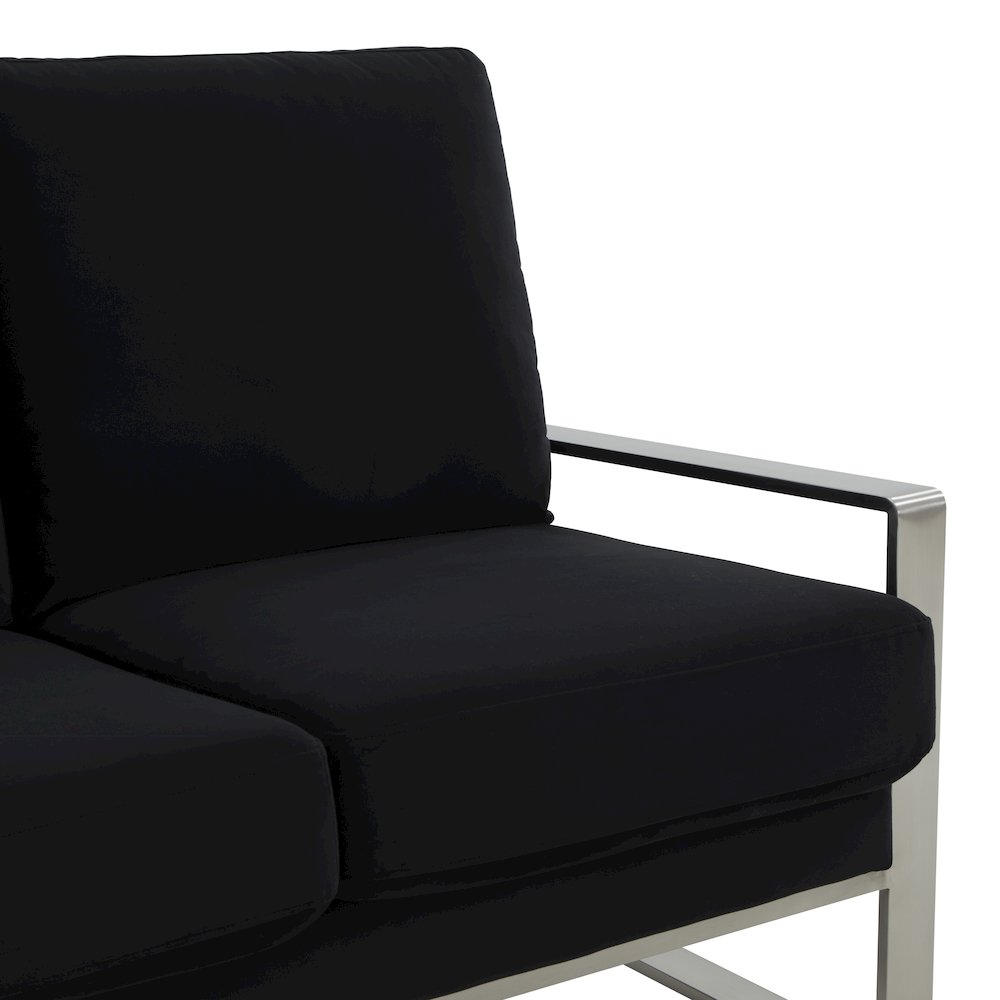 Jefferson Contemporary Modern Design Velvet Sofa With Silver Frame. Picture 6