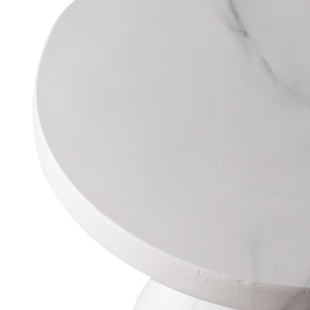 Dune Collection Fiberglass Outdoor Side Table in Marble White. Picture 17