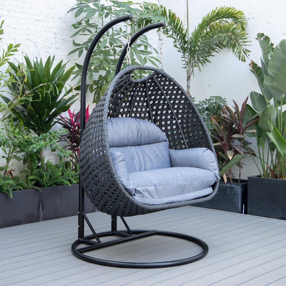 Mendoza Charcoal Wicker Hanging 2 person Egg Swing Chair. Picture 2