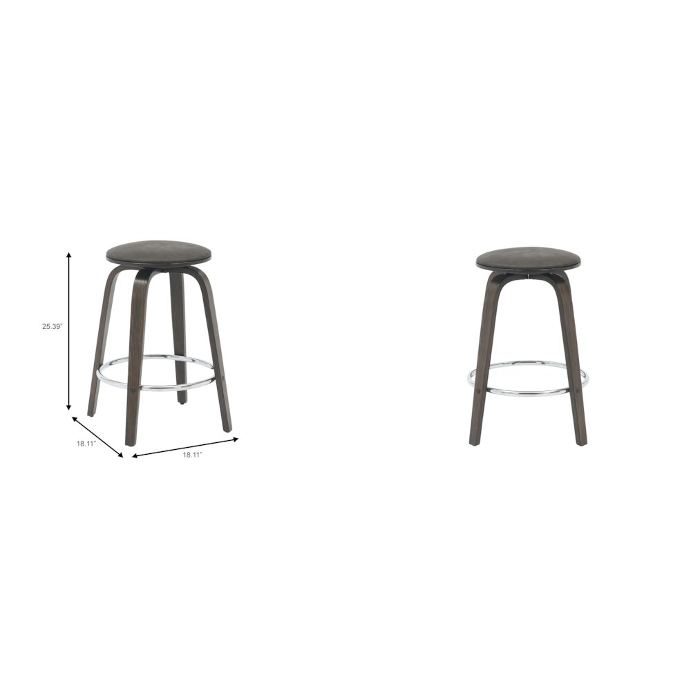 Wooden Counter Stool Pelya Collection Modern Style Walnut Glazed color in Brown. Picture 24