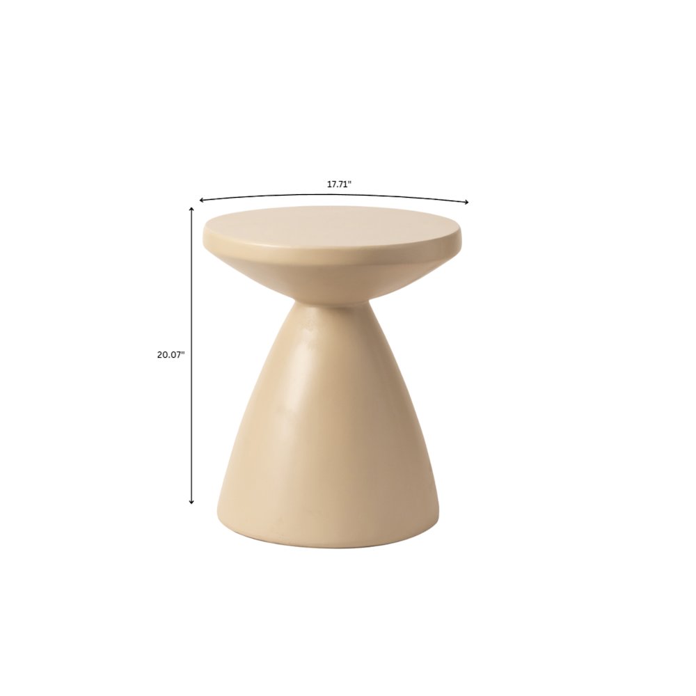 Dune Collection Fiberglass Outdoor Side Table in Beige. Picture 10