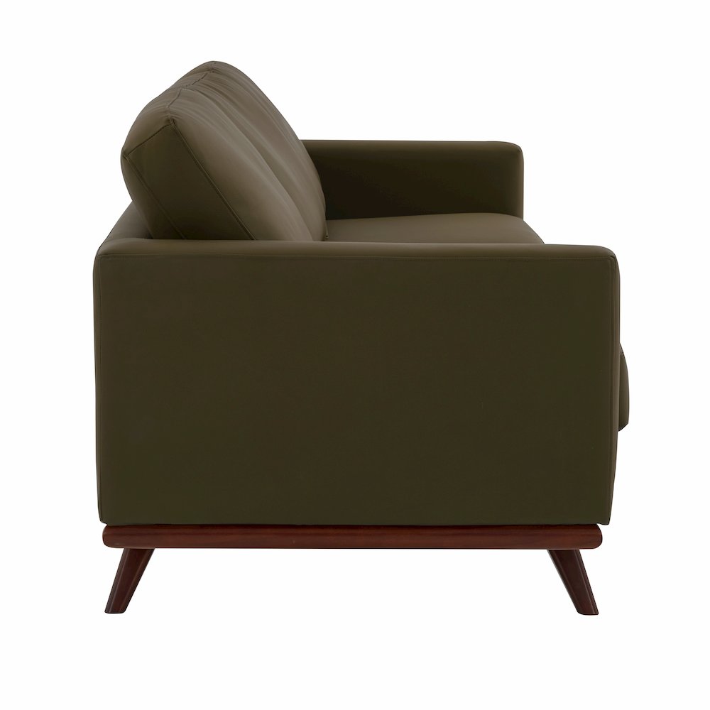 Chester Modern Faux Leather Sofa in Green Leather. Picture 10