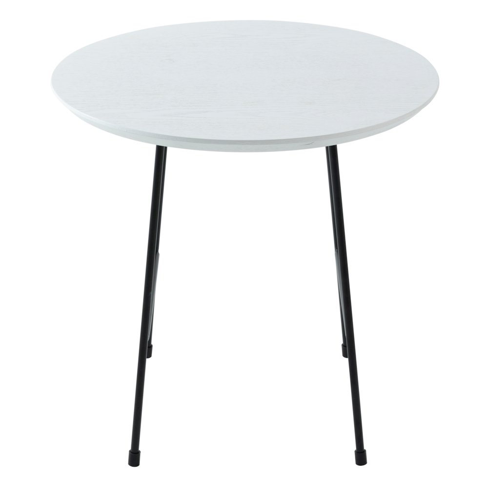 Rossmore Mid Century Modern Round Side Table With Black Steel Frame. Picture 20
