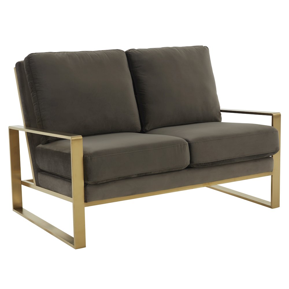 Jefferson Contemporary Modern Velvet Loveseat With Gold Frame. Picture 1