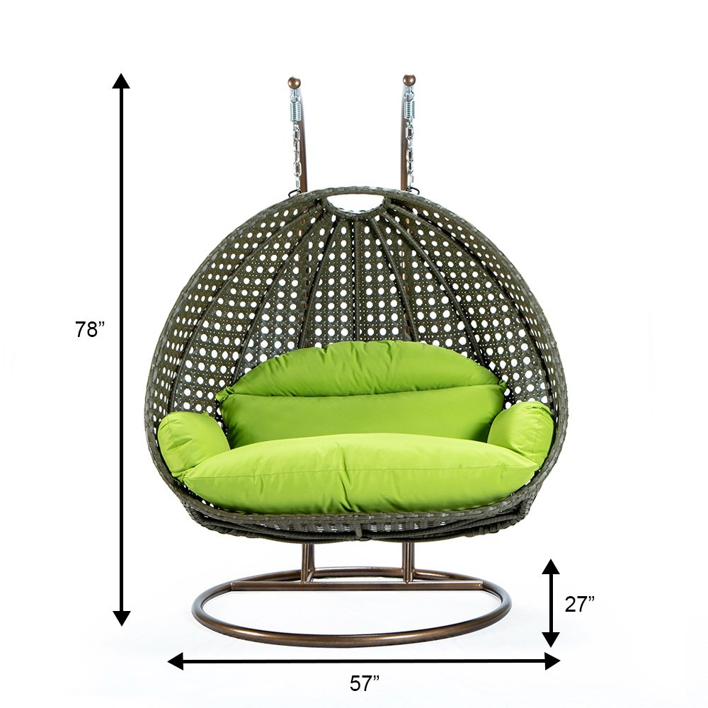 Beige Wicker Hanging 2 person Egg Swing Chair. Picture 12