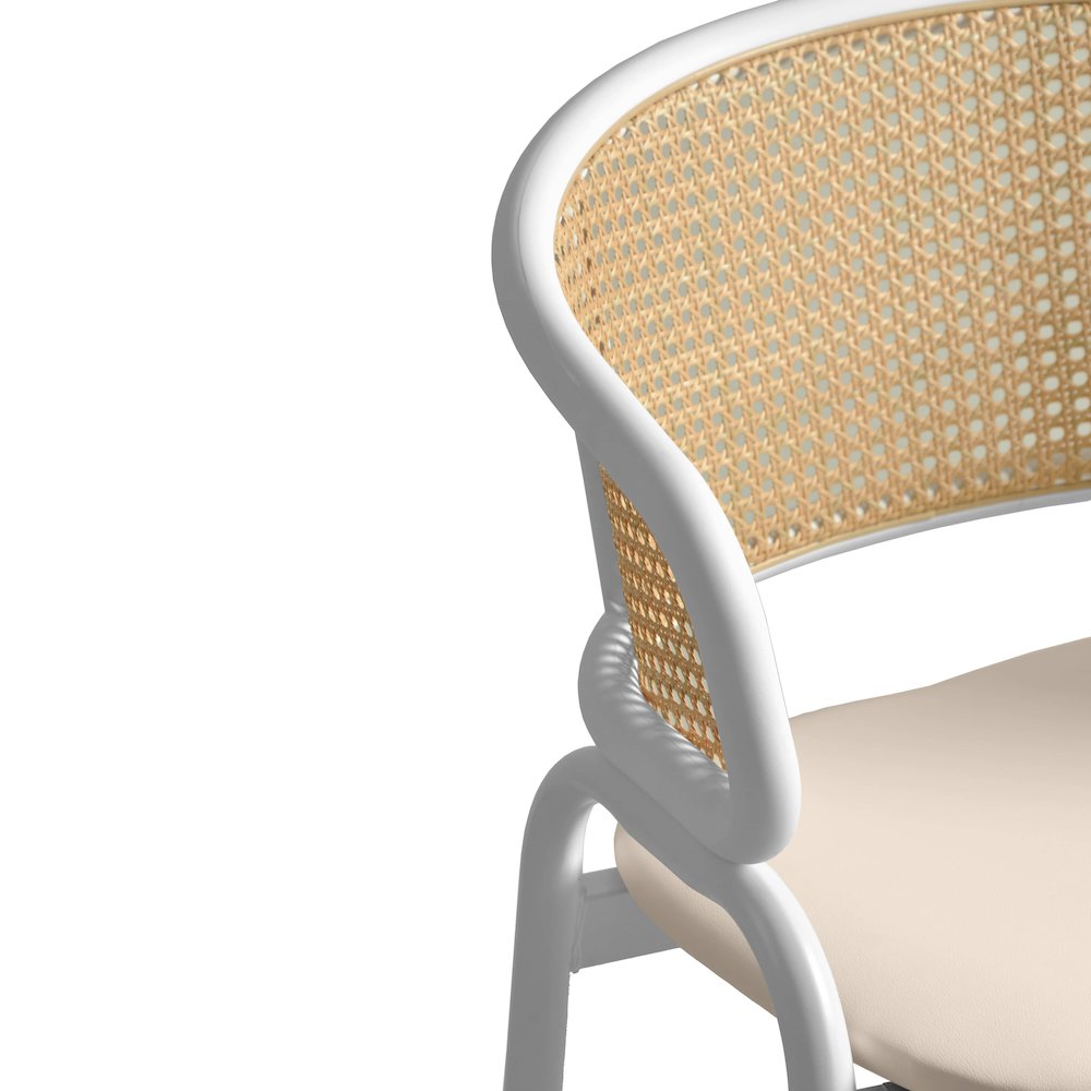 Ervilla - Dining Chair - White frame in White Leather Set of 4. Picture 12