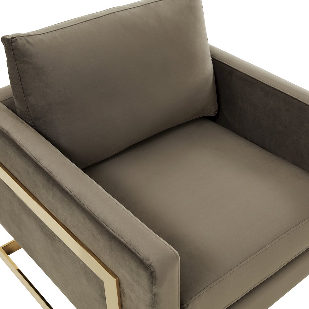 Lincoln Velvet Accent Armchair With Gold Frame. Picture 5
