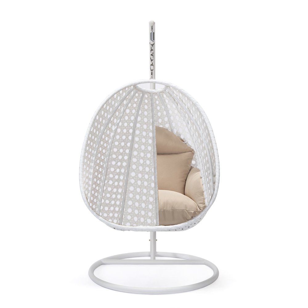 White Wicker Hanging Egg Swing Chair. Picture 12