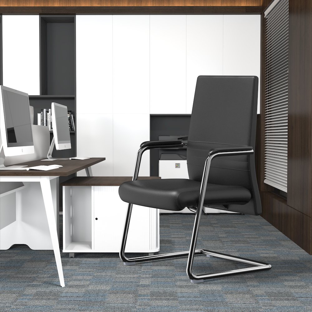 Aleen Series Guest Office Chair In Black Leather. Picture 24