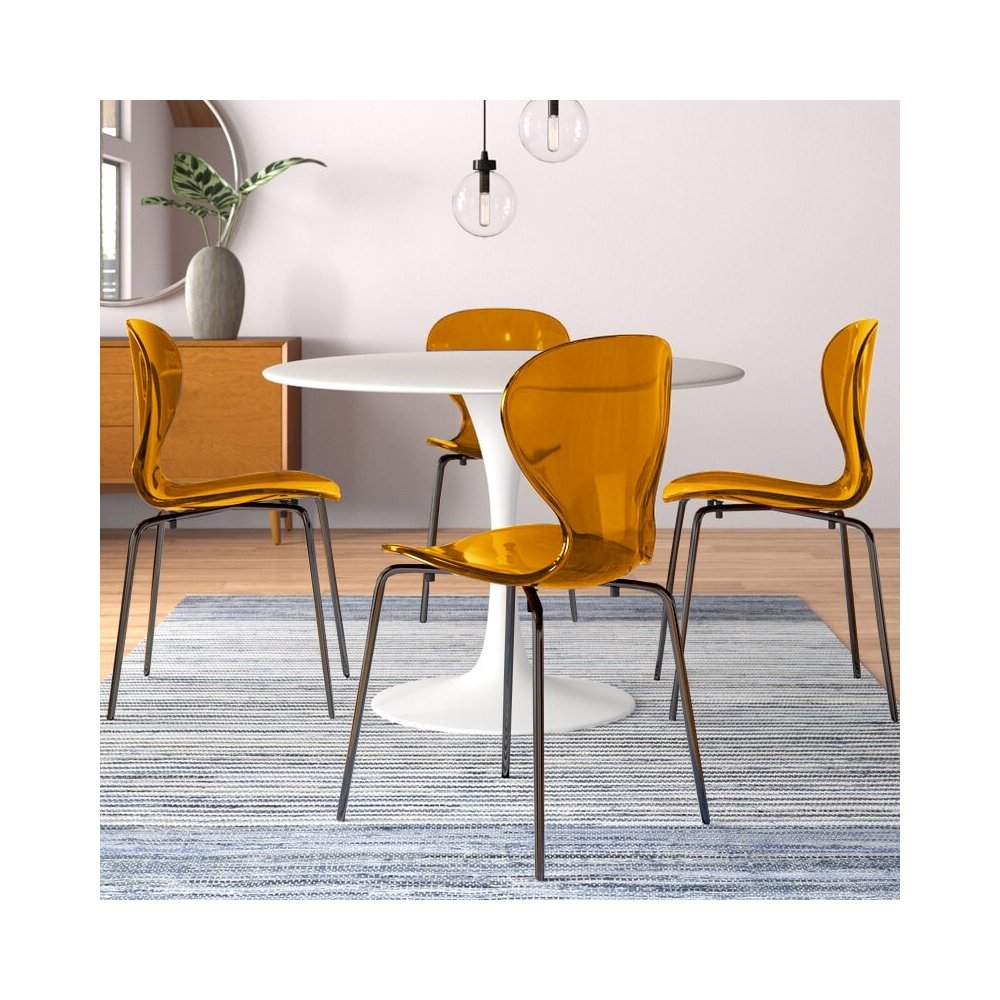 Modern Oyster Transparent Side Chair in Black Base. Picture 11
