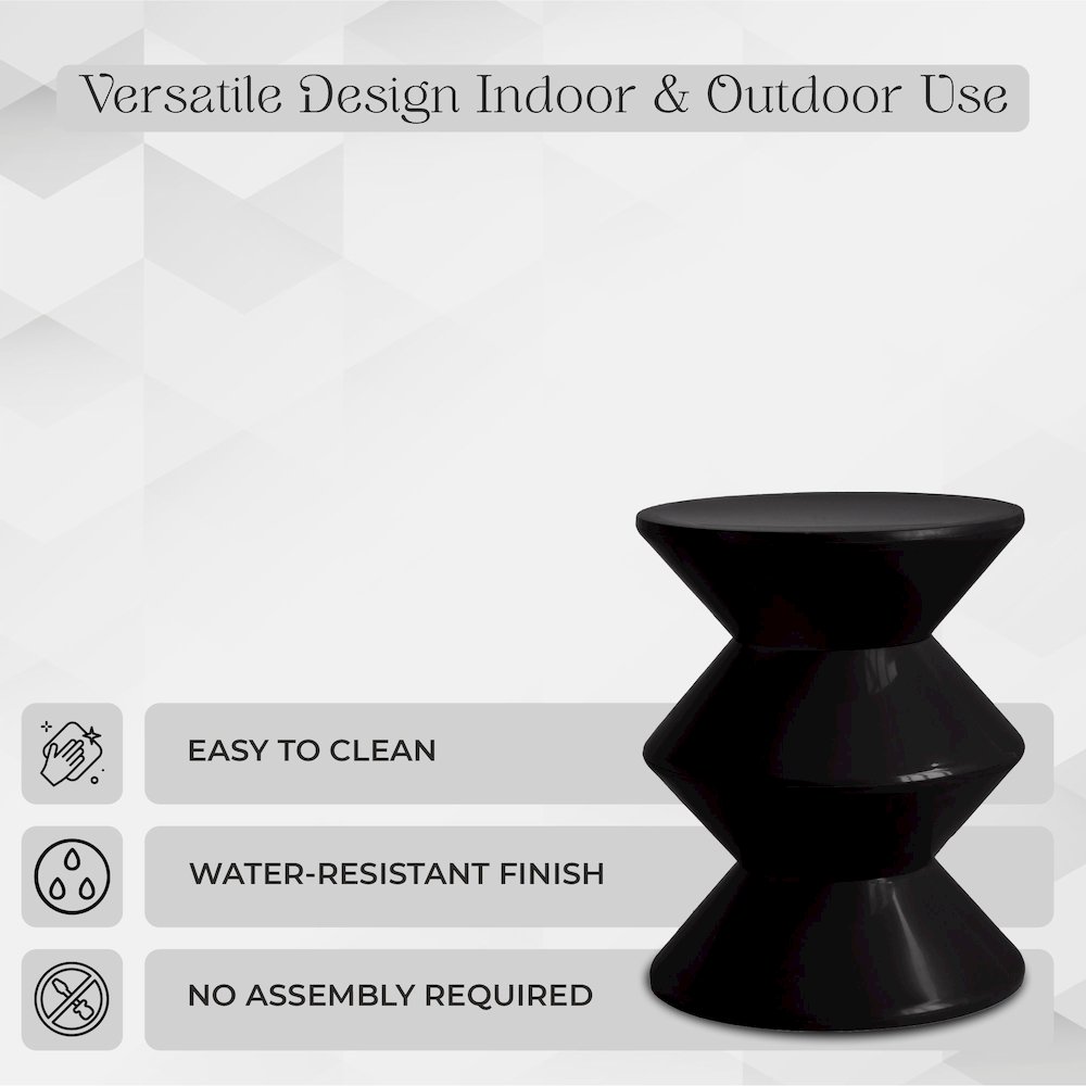 Aura Modern Plastic Side End Table, Indoor/Outdoor Use, Black. Picture 4