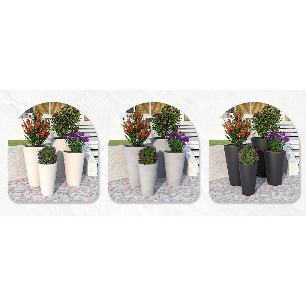 Pebble Series Poly Stone Planter 19.7." Dia 27.6" High in White. Picture 5