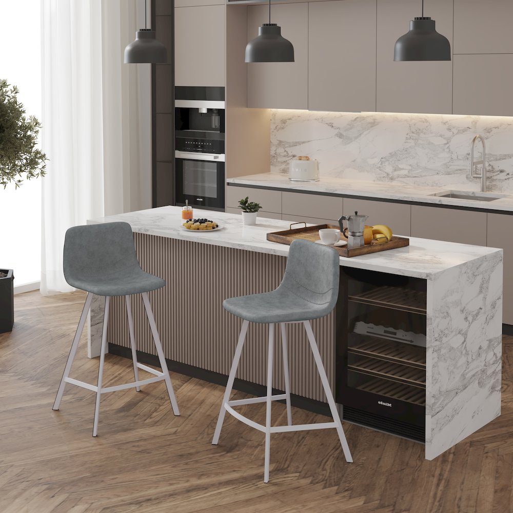 Elland - Counter stool -Light Grey- White base. Picture 13