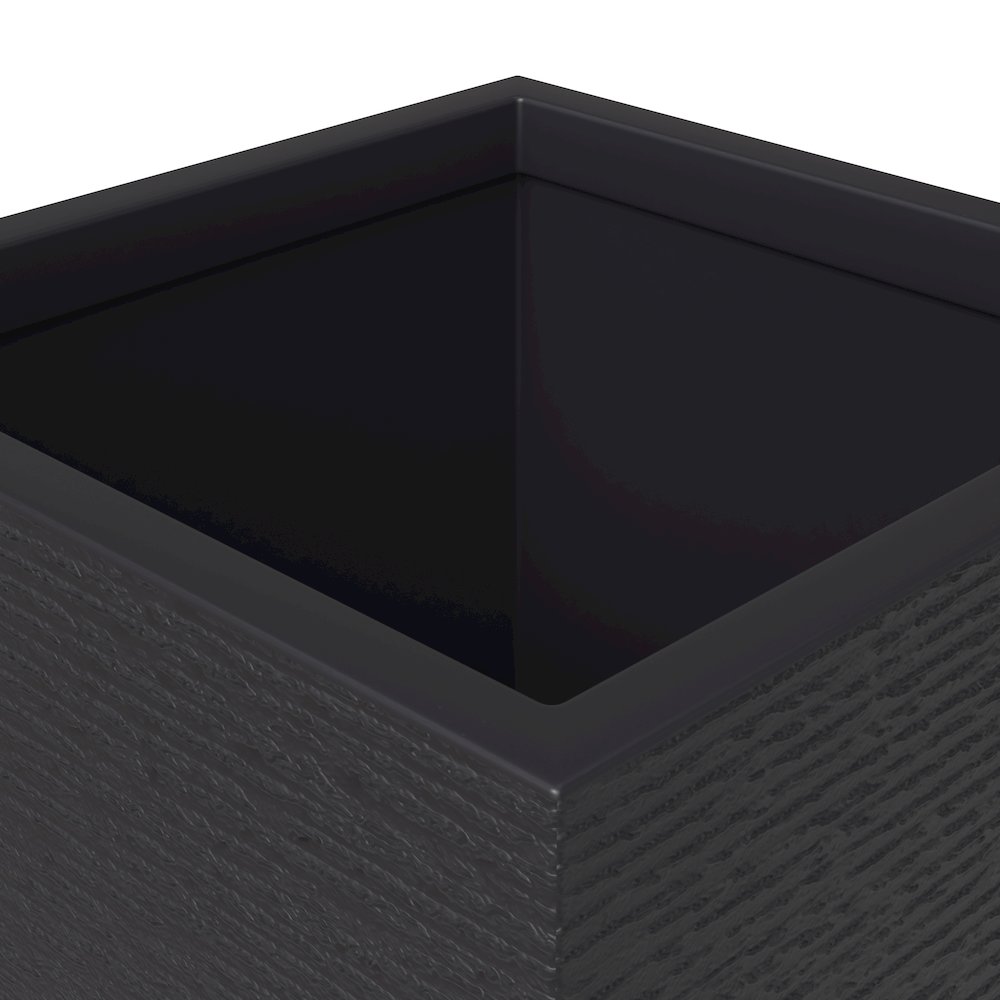 Basalt Series Poly Stone Planter 11" Square 23.6" High in Black. Picture 13