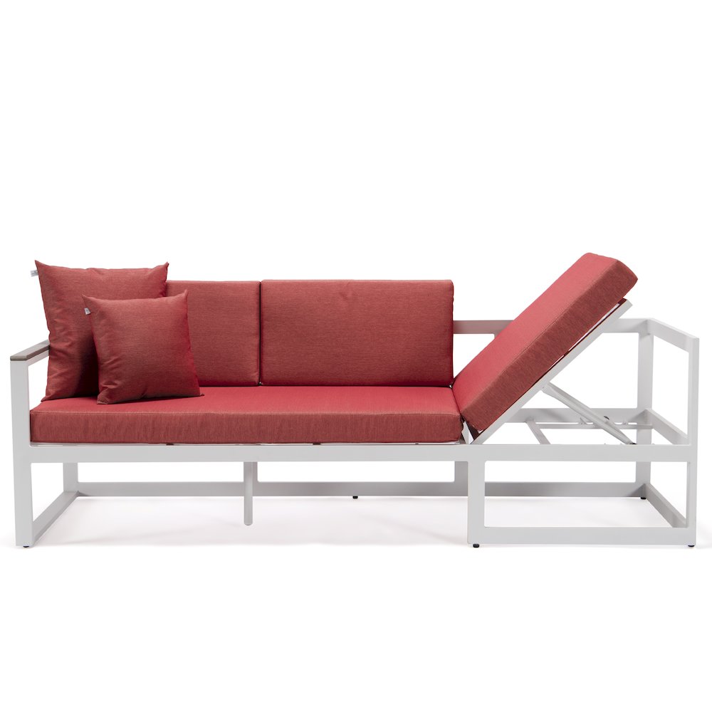 Chelsea White Sectional With Adjustable Headrest & Coffee Table With Cushions. Picture 7