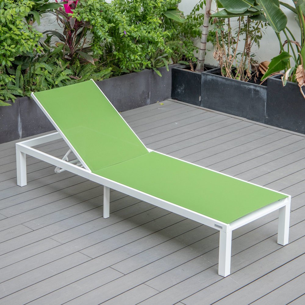 Marlin Patio Chaise Lounge Chair With White Aluminum Frame. Picture 9