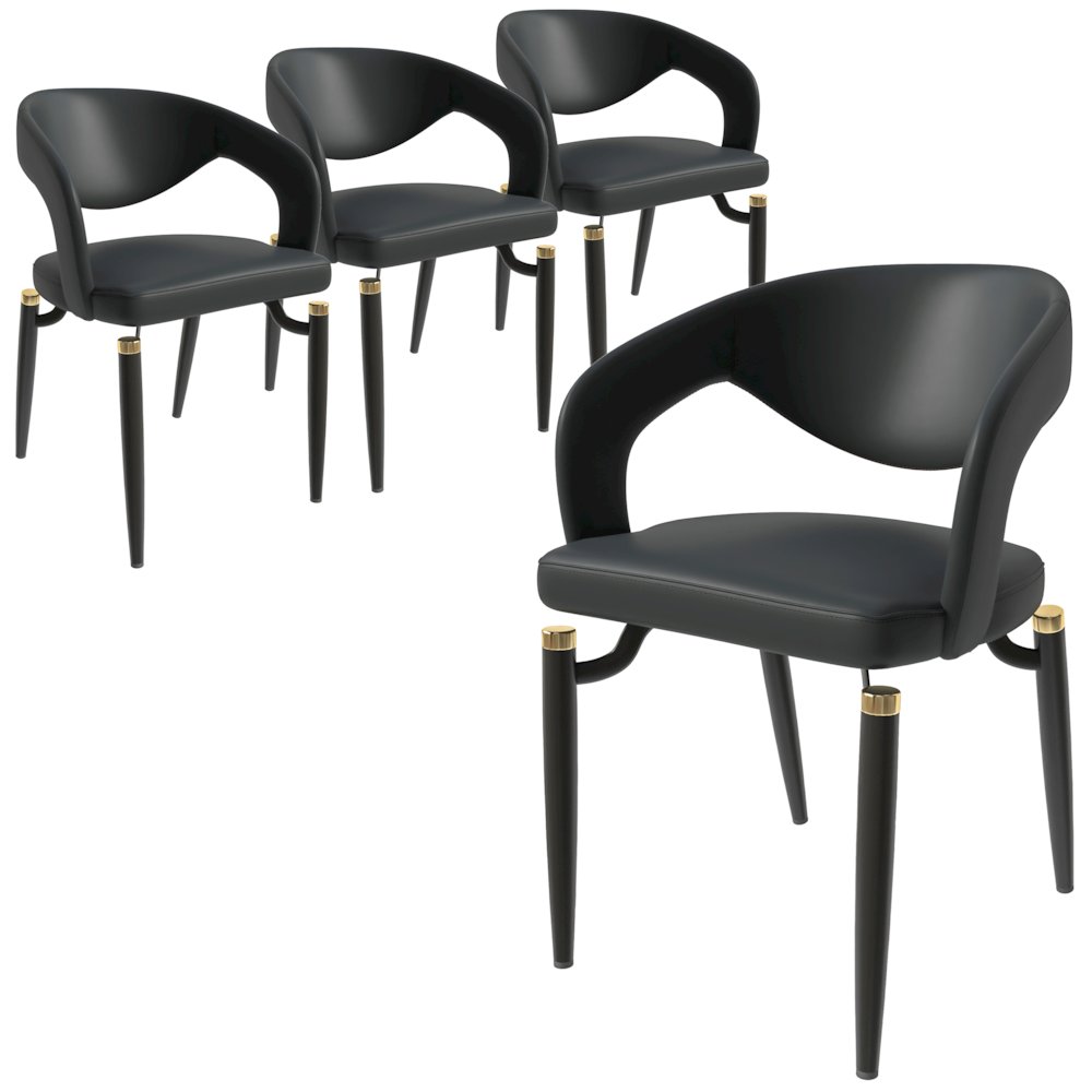 Entice Collection Modern Dining Chair Set of 4 in Charcoal Black. Picture 4