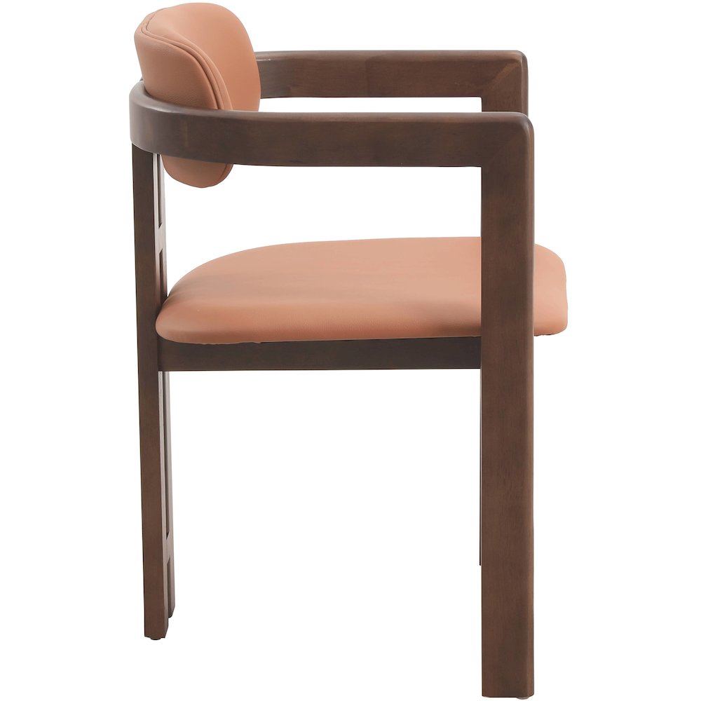Velo Series Modern Dining Chair in Black Walnut Wood with Dark Brown Seat. Picture 3