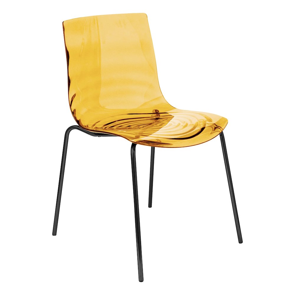 Astor Water Ripple Design Dining Chair in Black Base Orange Seat. Picture 14
