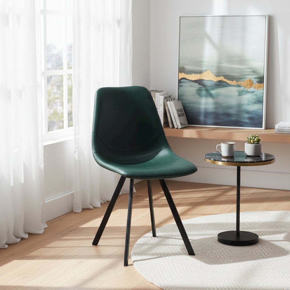 Markley Modern Leather Dining Chair With Metal Legs. Picture 9