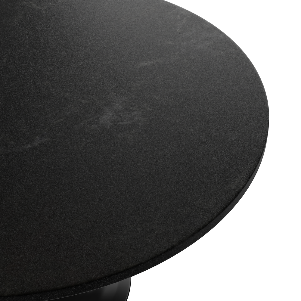 Verve Collection 48 Round Dining Table, Black Base with Black MDF Top. Picture 5