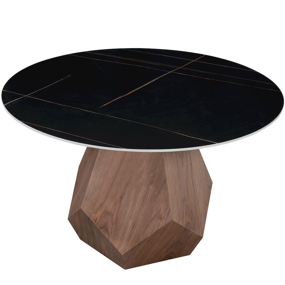 Nebo Modern Dining Table in Walnut Base with Black Sintered Stone  Top. Picture 8