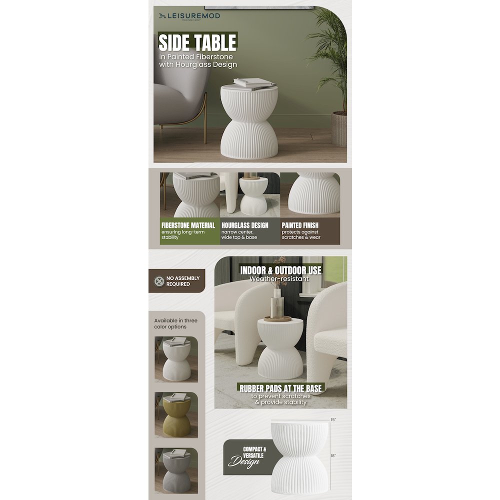 Modern Side End Table Spire Series In White. Picture 25