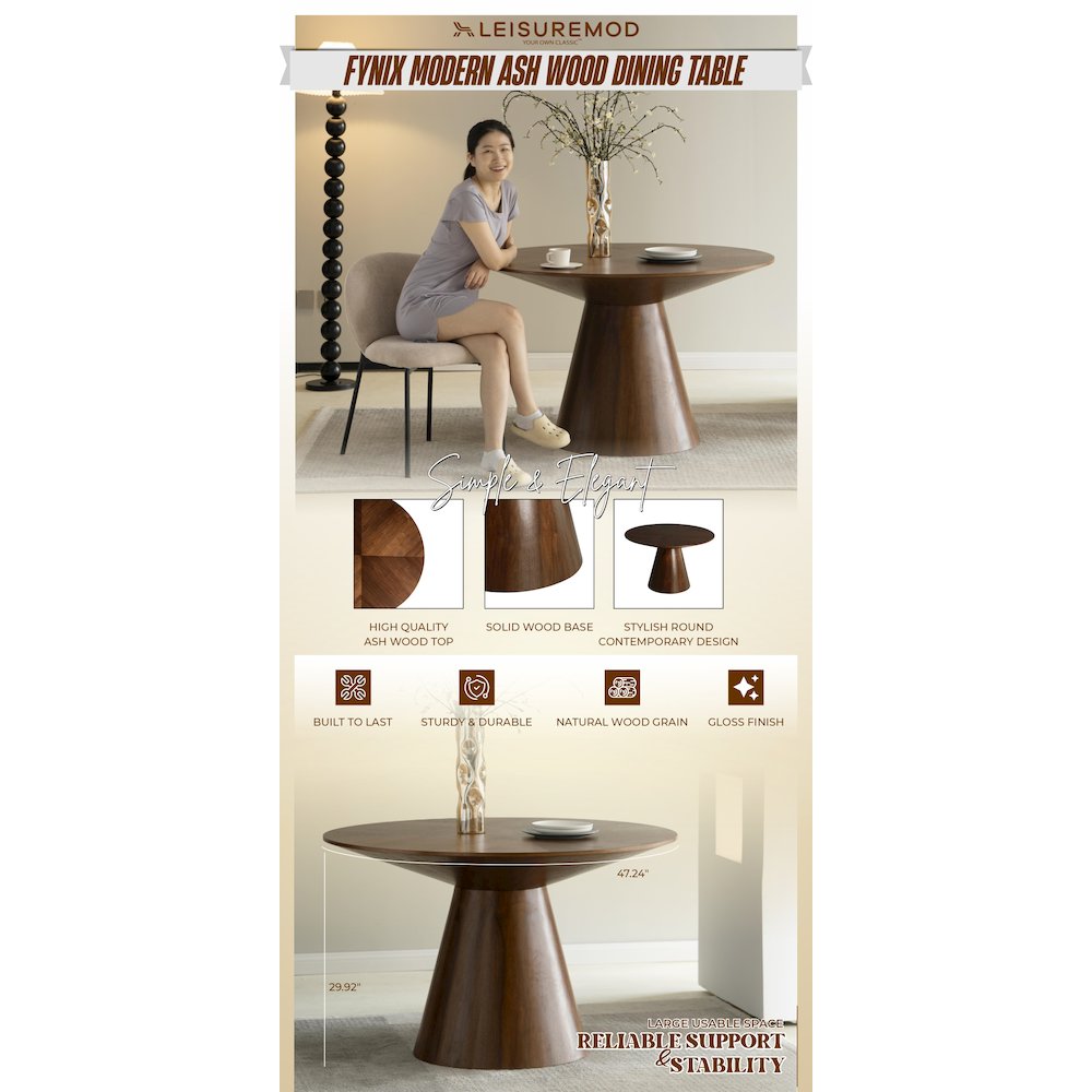 Fynix Collection Modern Dining Table In walnut. Picture 15