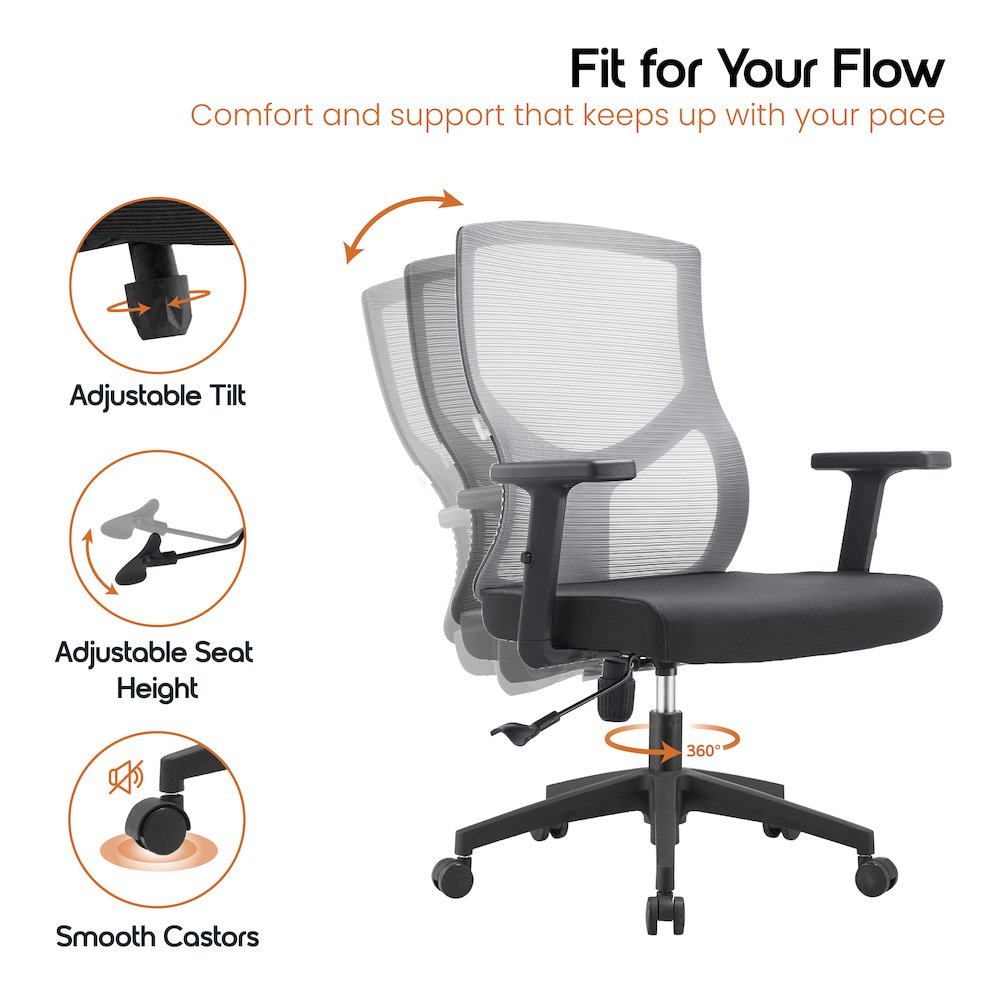 Office Glen Series Office Task Chair In Light Grey. Picture 22