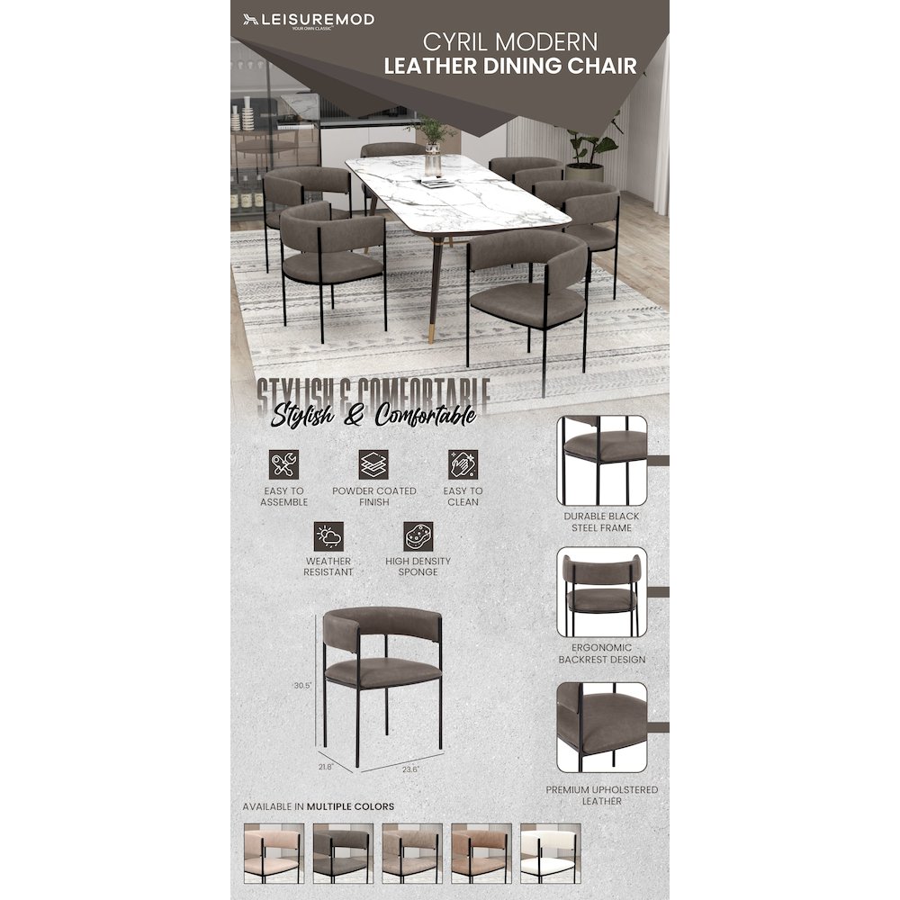 Cyril Collection Modern Chair in Charcoal. Picture 32