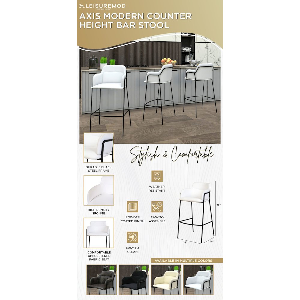 Axis Collection Modern Bar height Chair in White. Picture 17