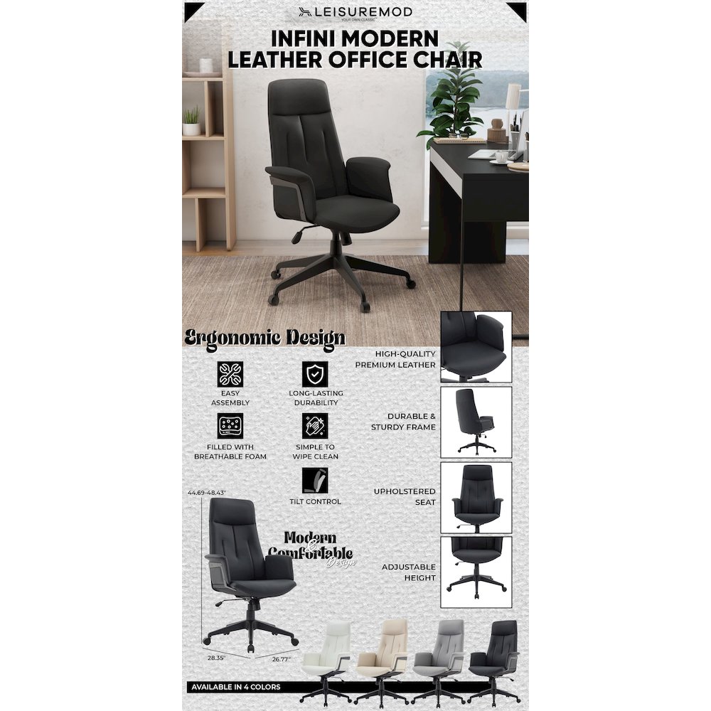 Inifini Collection Modern Office Chair In Black. Picture 21