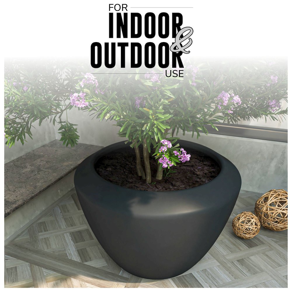 Vessel Series Poly Stone Planter in Black 22" Dia 15" high. Picture 16