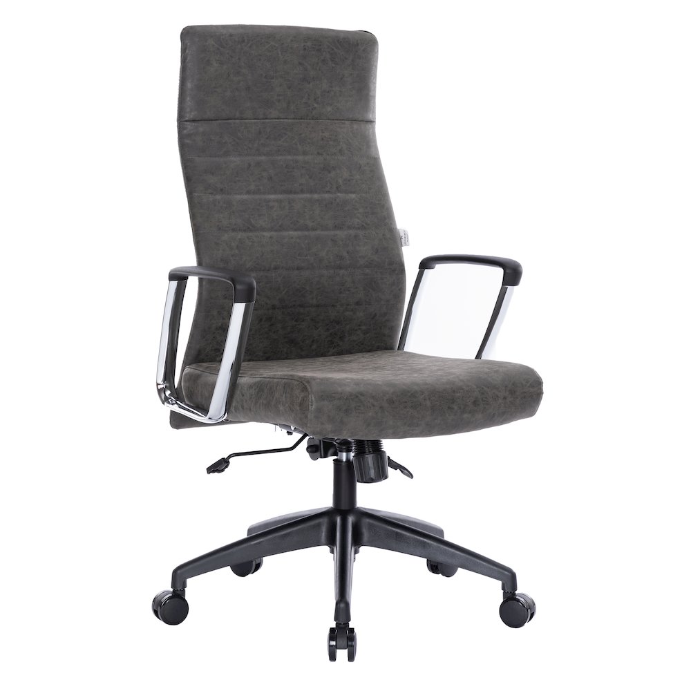 Hilton Leather Office Chair in Charcoal. Picture 1