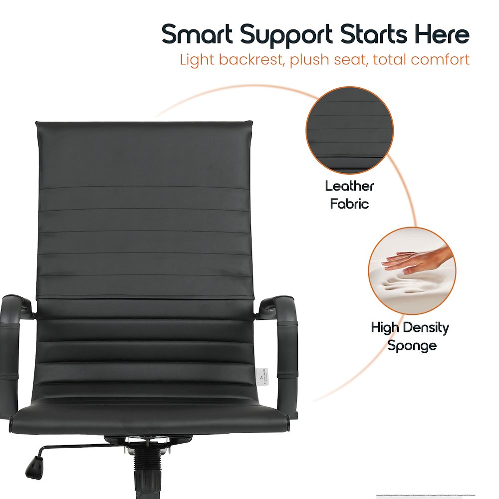 Harris Leather Home High-Back Office Chair in Black. Picture 30