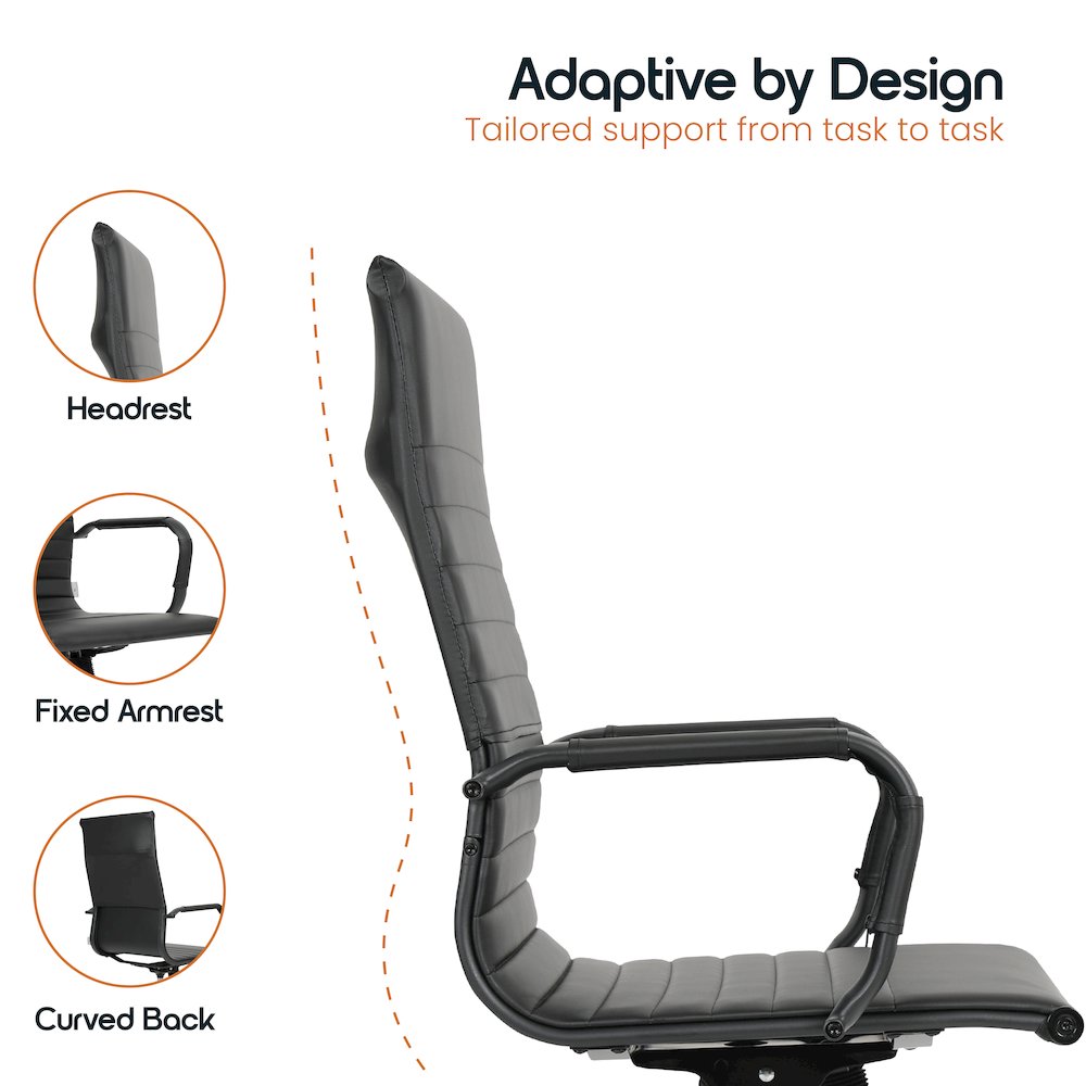 Harris Leather Home High-Back Office Chair in Black. Picture 26