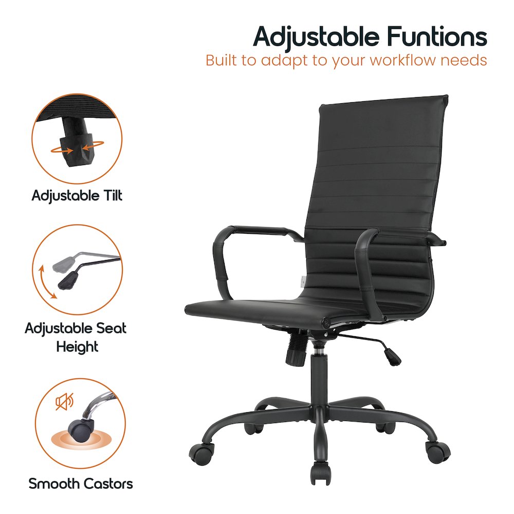Harris Leather Home High-Back Office Chair in Black. Picture 24